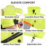TICONN Waterproof Reflective Rain Jacket for Safety