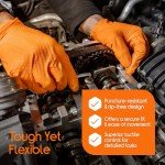 Heavy Duty Orange Nitrile Disposable Gloves - 100 Count