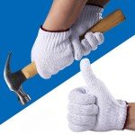 6 Pairs White Knit Safety Work Gloves