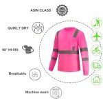 Hi-Vis Long Sleeve Reflective Safety Shirt - Pink