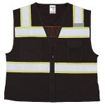 Hi-Vis Black Mesh Safety Vest with Pockets