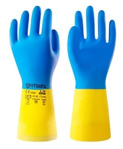 Heavy-Duty Neoprene Rubber Gloves, 2 Pairs