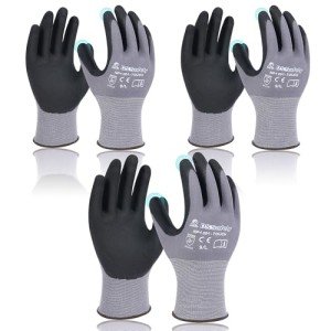 Nitrile Coated Work Gloves - 3 Pairs (Large)
