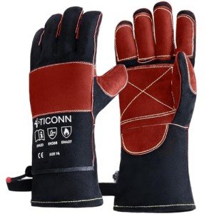 TICONN 16" Heat-Resistant Welding Gloves - Black/Red