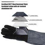 Heat Resistant BBQ Gloves - 16" Leather & Insulated