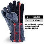 Heat Resistant BBQ Gloves - 16" Leather & Insulated
