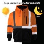 Men's High Visibility Reflective Safety Hoodie – Orange
