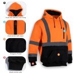 Men's High Visibility Reflective Safety Hoodie – Orange