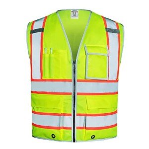 High Visibility Safety Vest with 10 Pockets