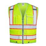 High Visibility Safety Vest with 10 Pockets