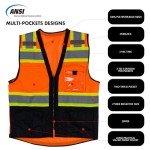 High Visibility Reflective Safety Vest with Pockets