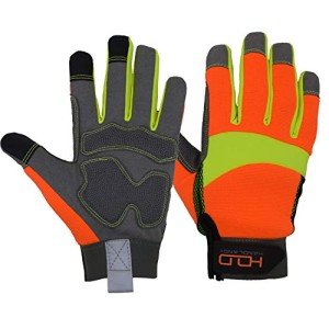 Orange Reflective Antivibration Touchscreen Safety Gloves