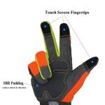 Orange Reflective Antivibration Touchscreen Safety Gloves
