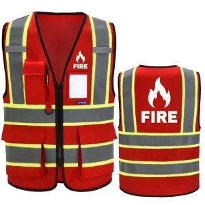 High Visibility Reflective Fire Safety Vest with Pockets