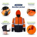 High Visibility Waterproof Safety Bomber Jacket & Beanie
