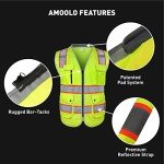Amoolo High-Visibility Reflective Safety Vest, Yellow