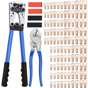 Cable Lug Crimping Tool Set with Copper Wire Lugs
