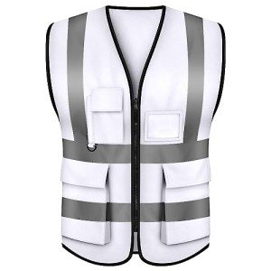 TopTie XL White Safety Vest with 5 Pockets