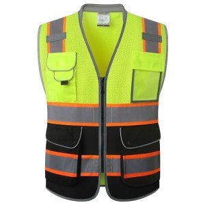 Hi-Vis Reflective Safety Vest with 9 Pockets