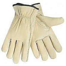 Medium White Leather Work Gloves - 12 Pairs