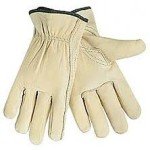 Medium White Leather Work Gloves - 12 Pairs
