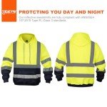 ANSI Class 3 Reflective Hooded Sweatshirt - Yellow/Navy
