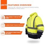 ANSI Class 3 Reflective Hooded Sweatshirt - Yellow/Navy