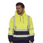 ANSI Class 3 Reflective Hooded Sweatshirt - Yellow/Navy