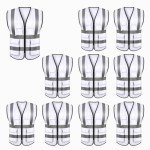 High Visibility Safety Vest with Reflective Strips - 10 Pack