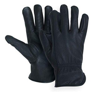 Men's Black Deerskin Leather Gloves with Thinsulate 3X