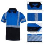 Hi-Vis Reflective Polo Shirts for Men - 3 Pack