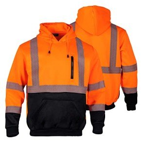 High Visibility Men's Reflective Fleece Hoodie - Orange