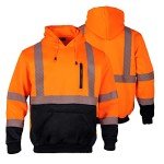 High Visibility Men's Reflective Fleece Hoodie - Orange