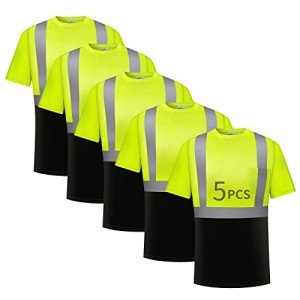 Hi-Vis Reflective Safety Shirts for Men - 3 & 5 Pack