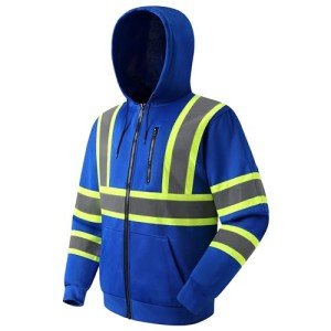 Hi-Vis Hooded Safety Sweatshirt with Reflective Strips