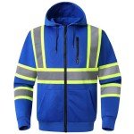 Hi-Vis Hooded Safety Sweatshirt with Reflective Strips