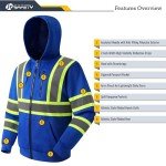 Hi-Vis Hooded Safety Sweatshirt with Reflective Strips