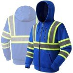 Hi-Vis Hooded Safety Sweatshirt with Reflective Strips