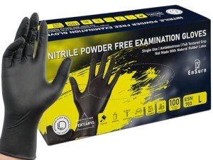 Heavy Duty Black Nitrile Exam Gloves - 100 Count