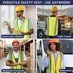 High Visibility Safety Vests - 10 Pack, Neon Yellow