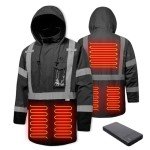 Heated Hi-Vis Jacket with Detachable Hood