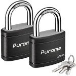 Puroma 2-Pack 40mm Keyed Padlocks (Black)