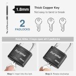 Puroma 2-Pack 40mm Keyed Padlocks (Black)