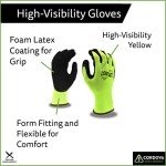 Hi-Vis Green Contact Gloves, 12-Pack Medium Size