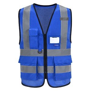 Reflective Blue Safety Vest with 4 Pockets