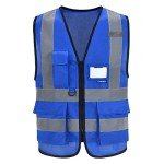 Reflective Blue Safety Vest with 4 Pockets