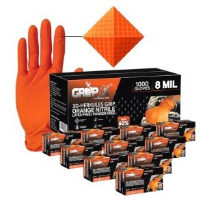 Heavy Duty Orange Nitrile Gloves - Large