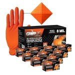 Heavy Duty Orange Nitrile Gloves - Large