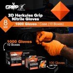 Heavy Duty Orange Nitrile Gloves - Large