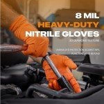 Heavy Duty Orange Nitrile Gloves - Large